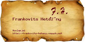 Frankovits Hetény névjegykártya